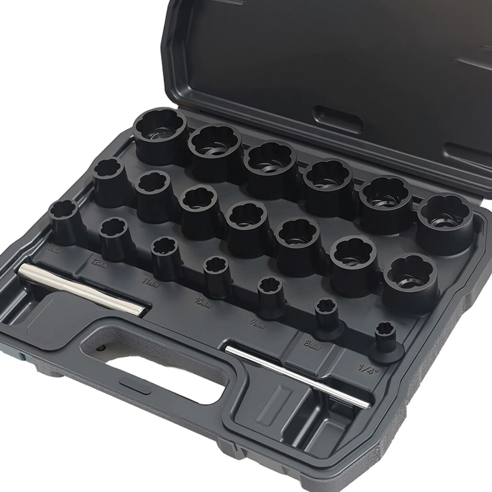 VEHIRETL bolt-nut-extractor-set ready for damaged fasteners and quick retrieval