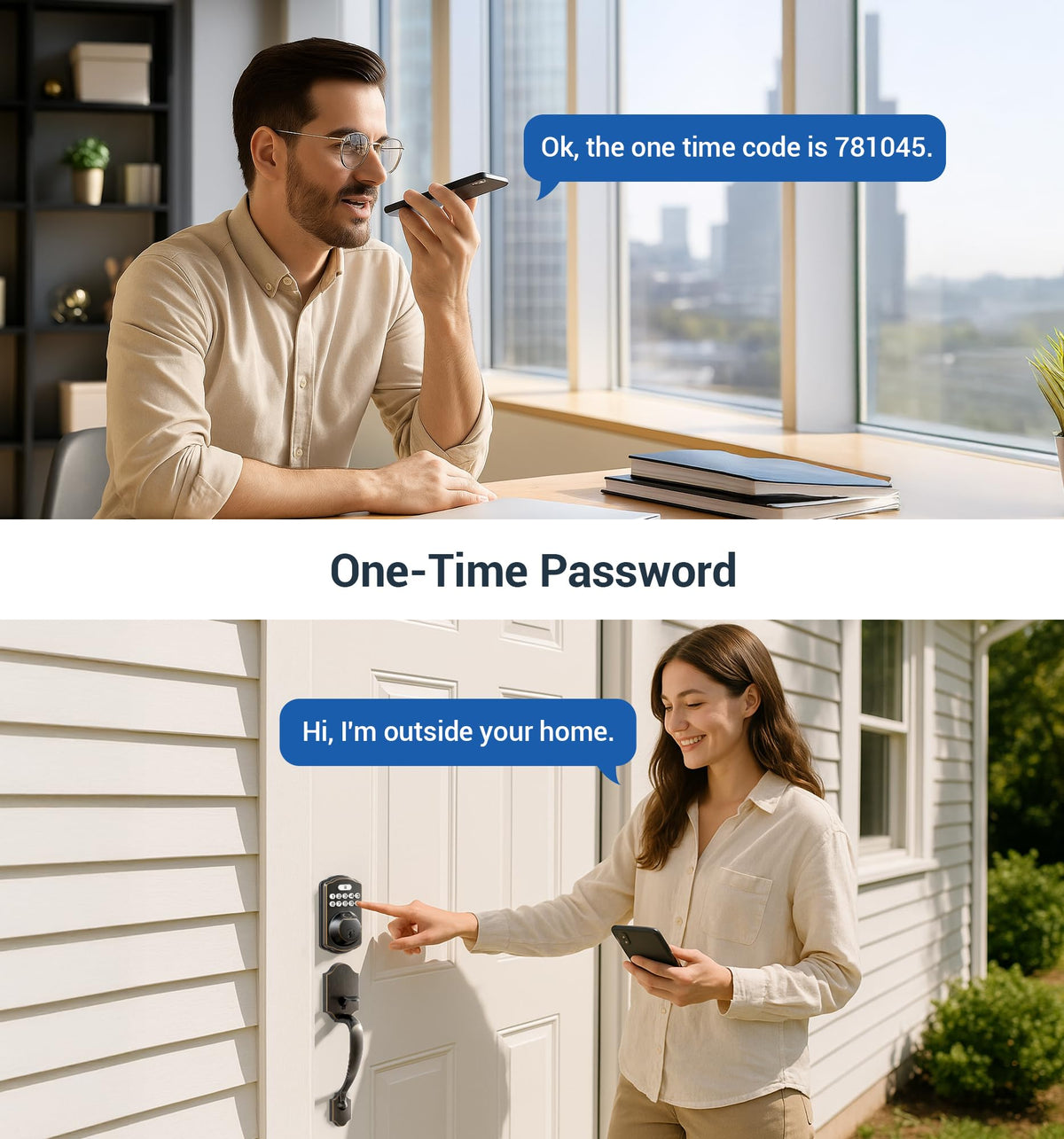 Veise anti-peeping mode demonstrates code privacy during entry.