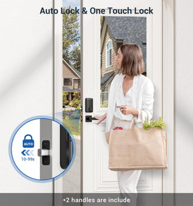 Veise auto-lock feature diagram illustrating hands-free security after closing.