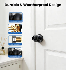 Veise durable metal knob with matte black finish resists moisture