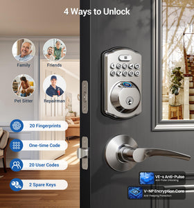 Veise electronic keypad with digital code enabling fast entry without keys.