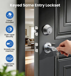 Veise exterior lever and deadbolt combo kit on door exterior