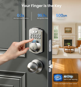Veise fingerprint door lock keypad active showing flexible access