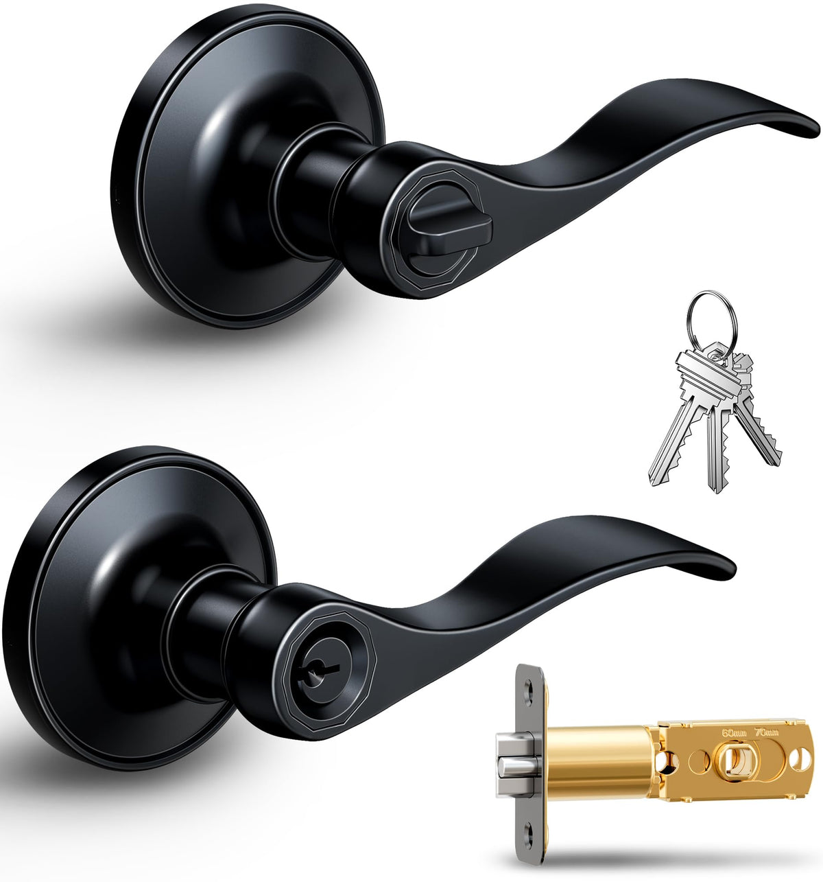 Veise Keyed Entry Door Lever with wave handle on front door offers secure access.