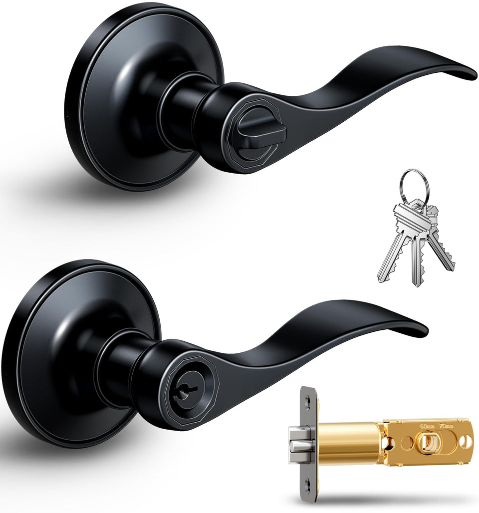 Veise Keyed Entry Door Lever with wave handle on front door offers secure access.