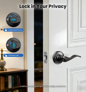 Veise matte black finish on interior door lever resists corrosion.