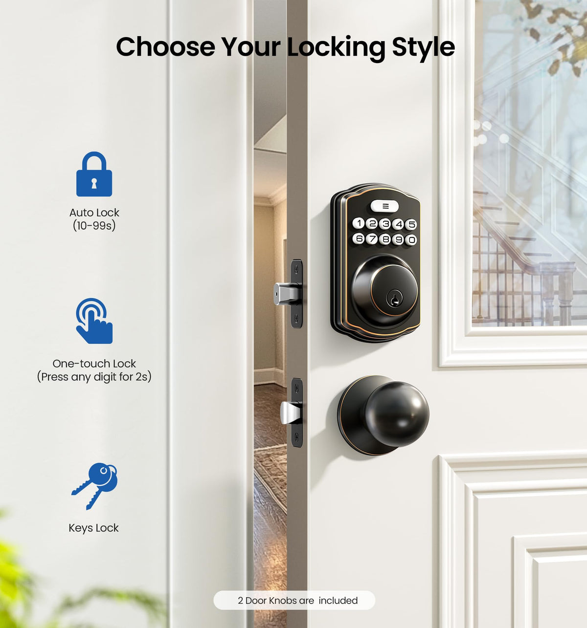 Veise smart deadbolt with auto-lock timing for consistent security.