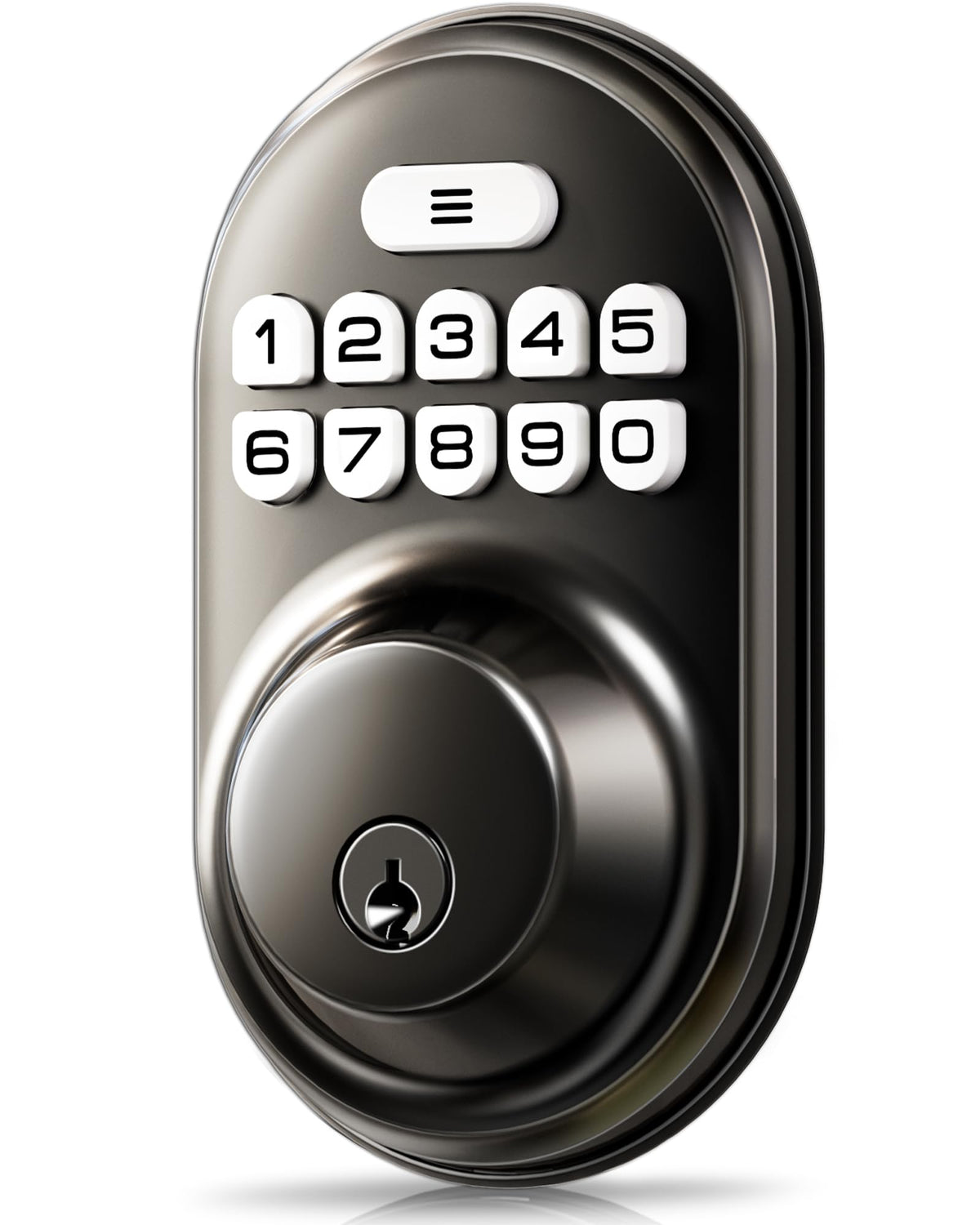 Veise keyless entry lock front view in matte black for secure home access