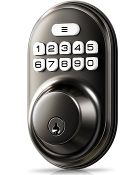 Veise keyless entry lock front view in matte black for secure home access