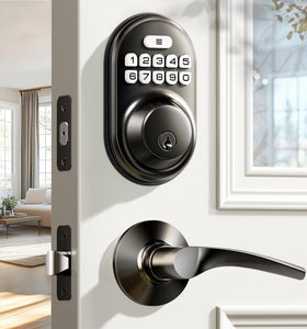 Veise keyless entry lock front view with matte black finish for secure home access.