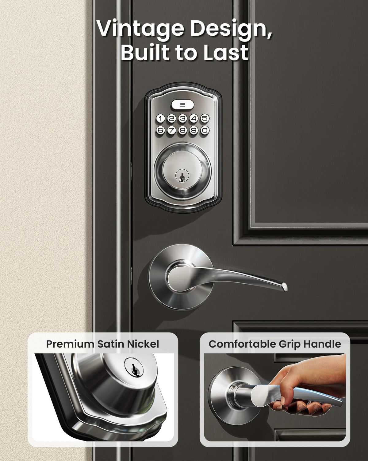 Veise keyless keypad close-up on lock body.