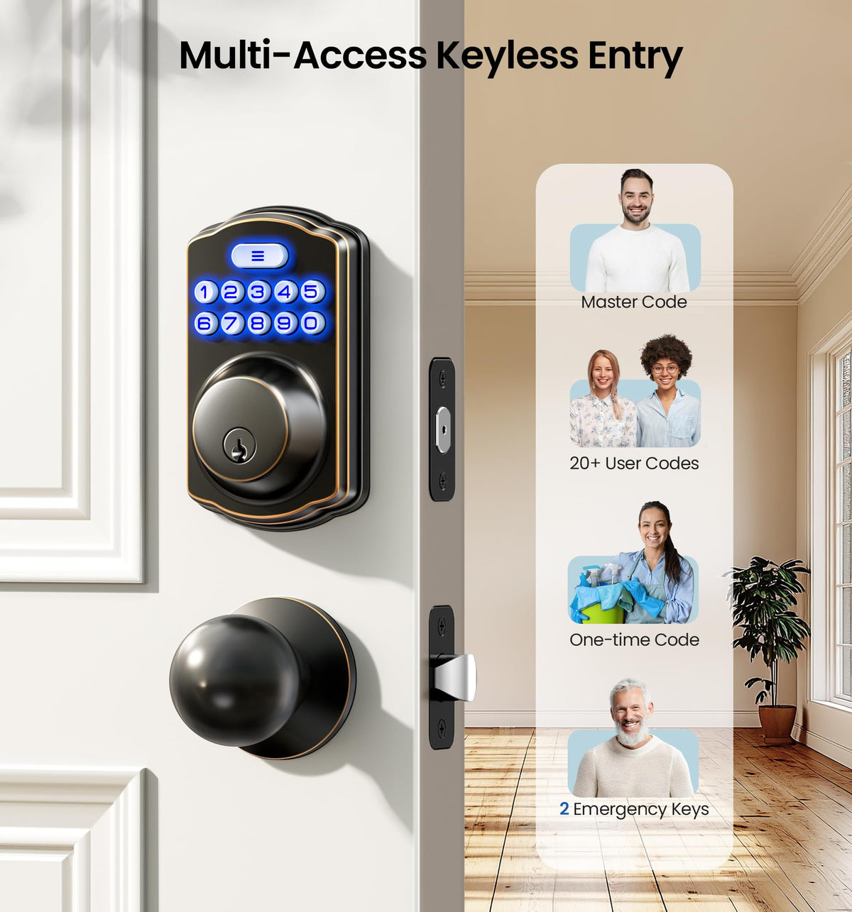 Veise handle set featuring anti-peep security for guests and cleaners.