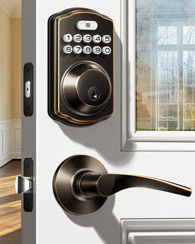 Veise keyless entry lock front view with dual levers for secure entry.
