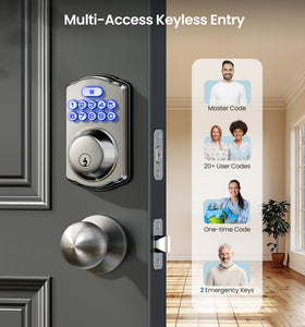 Veise keyless entry two-knob handle set combines sturdy hardware with modern style.
