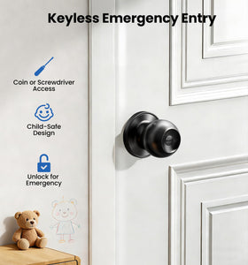 Veise keyless privacy knob close-up showing matte black finish