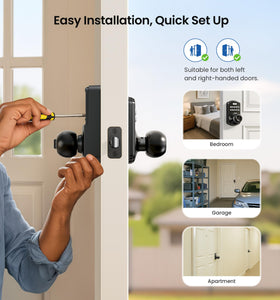 Easy installation with screwdriver on standard doors.