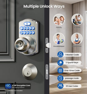 Veise Keypad Door Knob Lock interior thumb turn enables quick locking from inside.