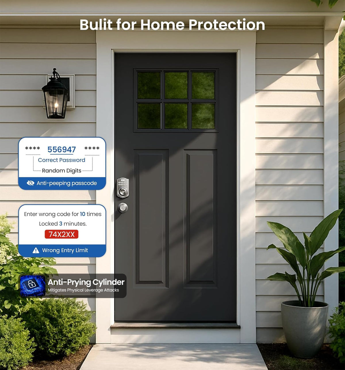 Veise Keypad Door Knob Lock IP55 waterproof rating withstands rain and dust.