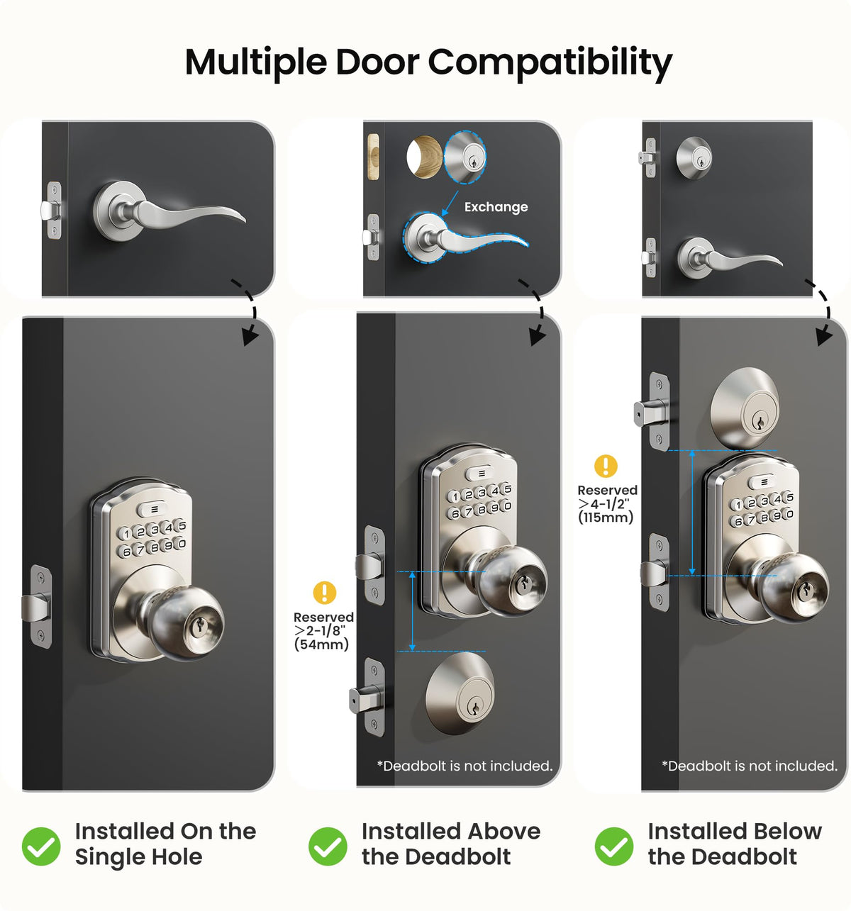 Veise Keypad Door Knob Lock night visibility for reliable entry after dark.