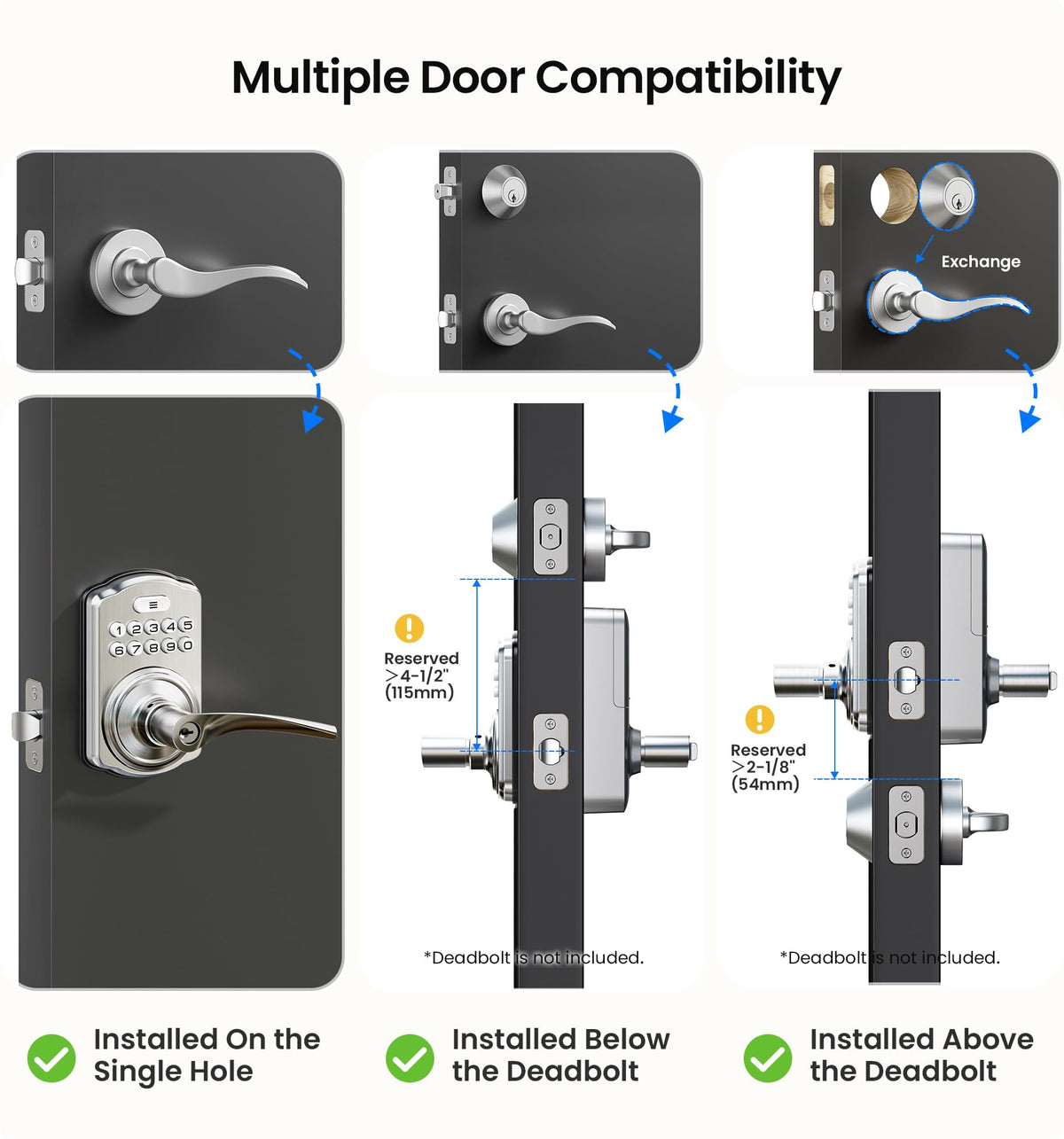 Veise lock silent operation with backlit keypad for night use