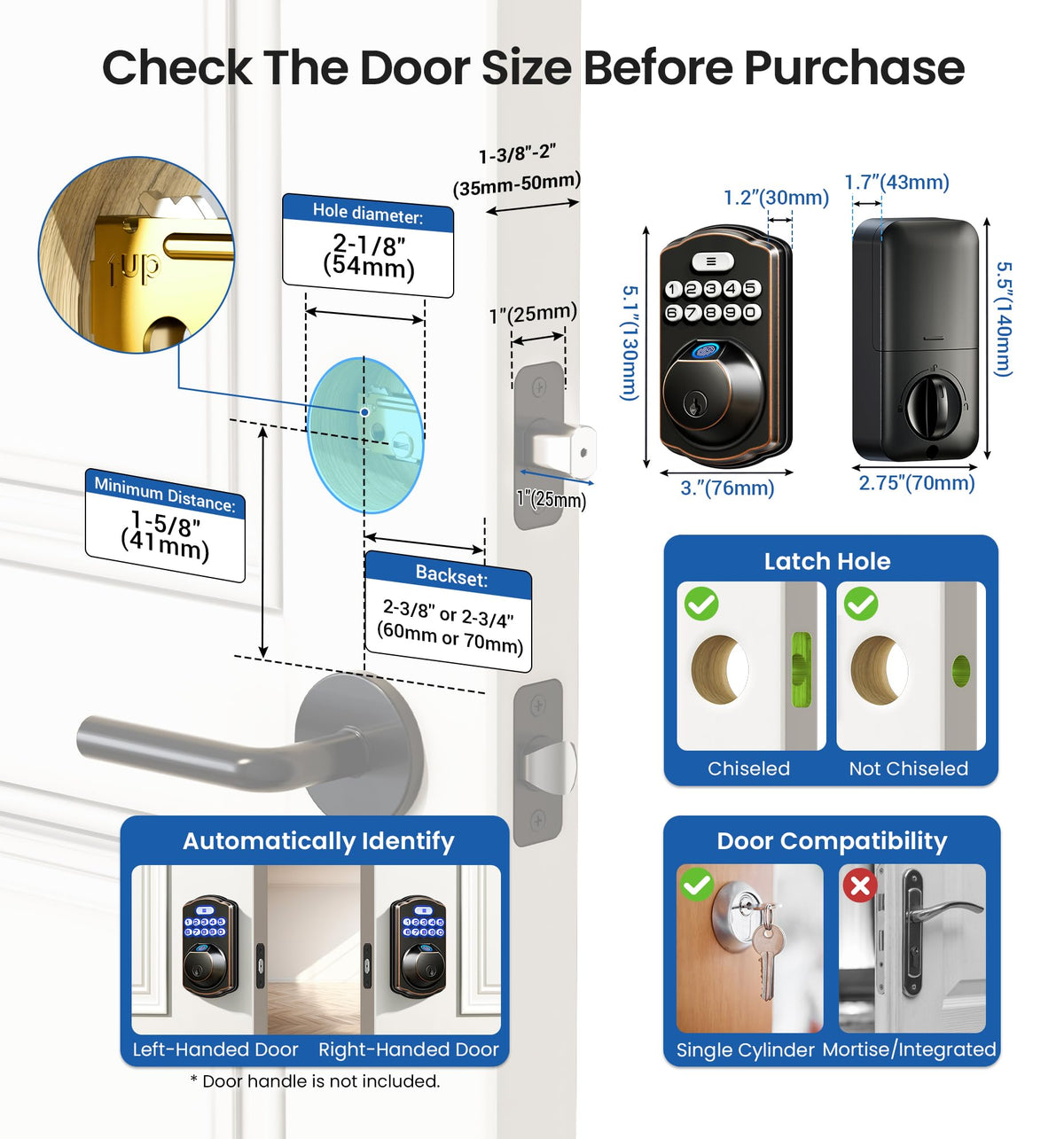 Veise KS02A easy installation on standard doors.