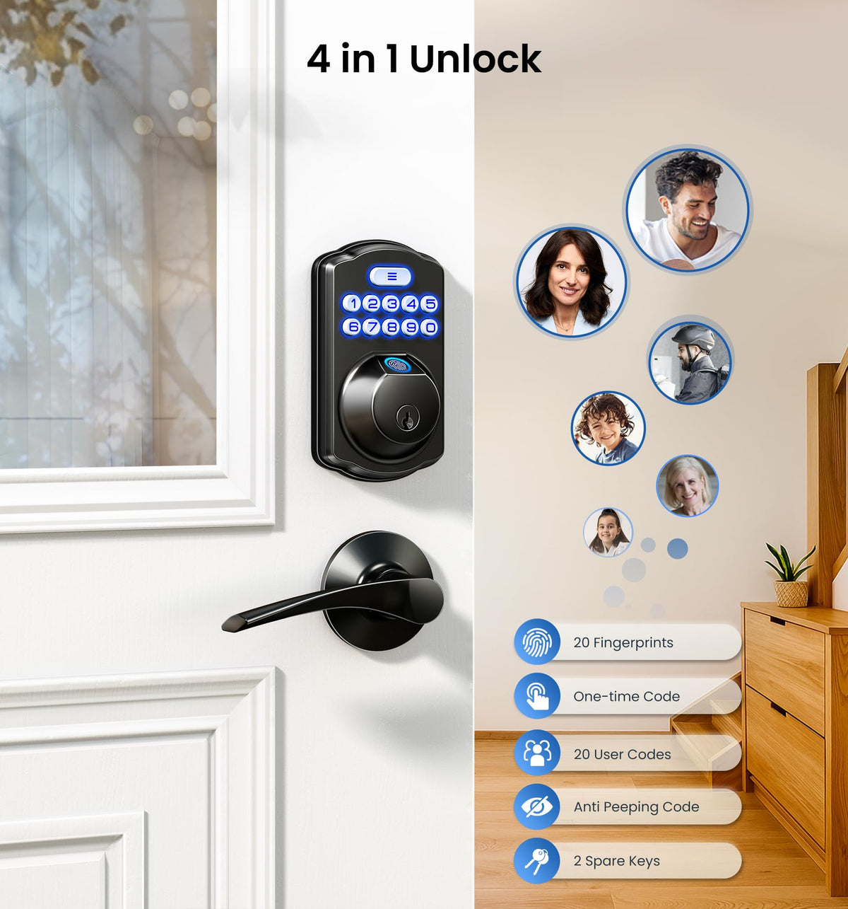 Veise KS02A electronic keypad for secure, keyless front door entry.
