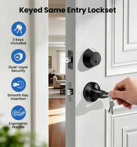 Veise reversible left-right handle in matte black for any entry door orientation.