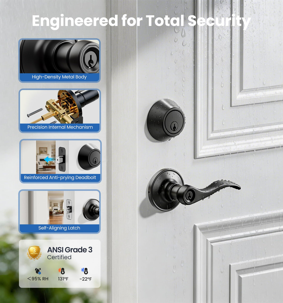 Veise standard door fit with 2-1/8 inch bore.