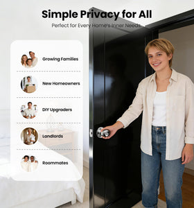 Unified privacy system ensures consistent styling across multiple interior doors.