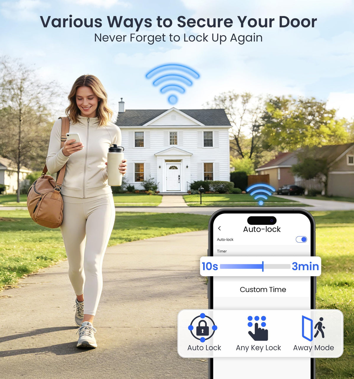 Veise VE012W auto-lock indicator confirms when the door locks automatically.