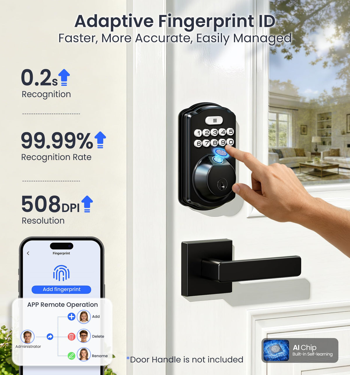 Veise VE012W fingerprint enrollment for trusted users up to 20.