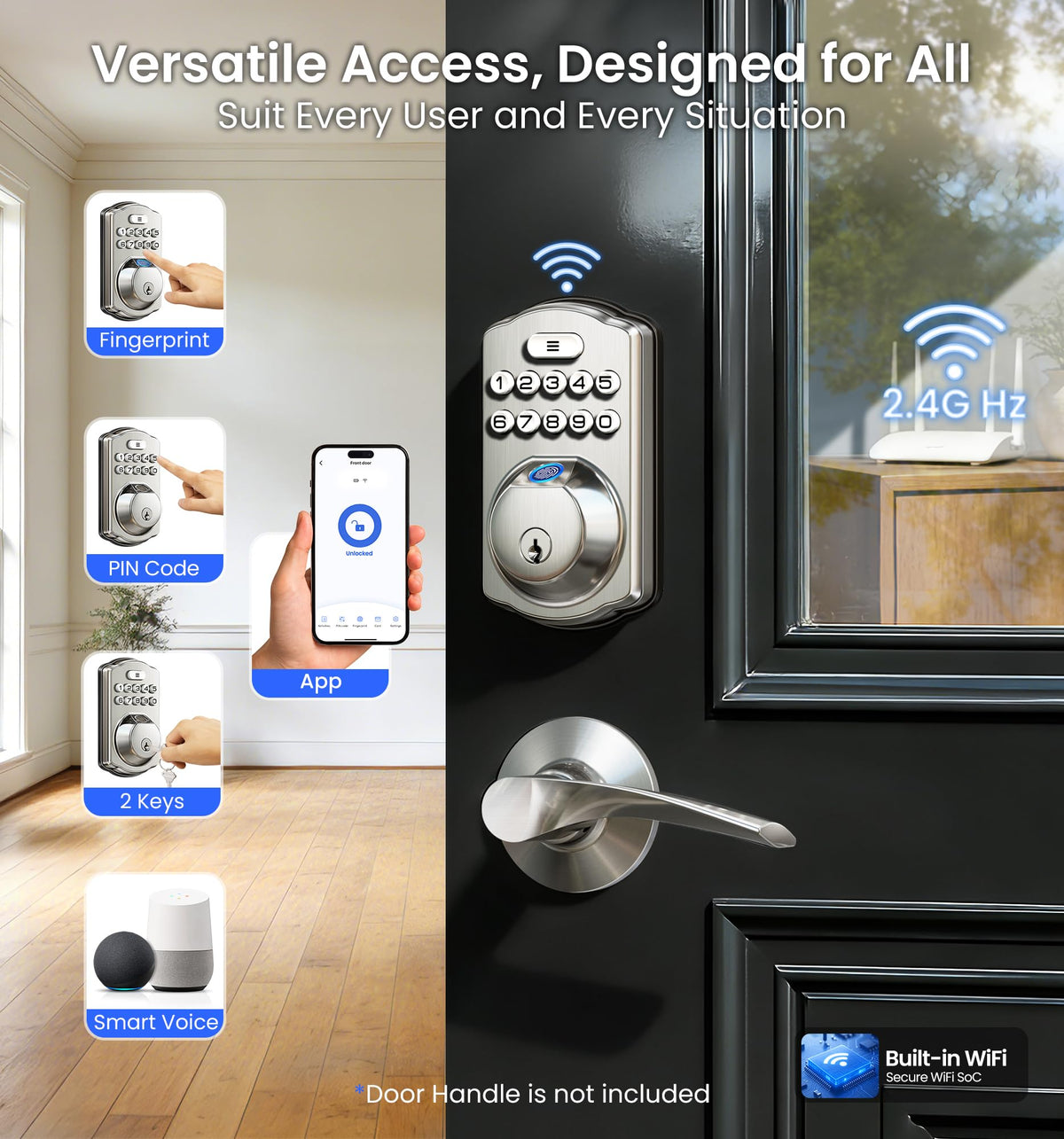 Veise VE012W fingerprint scan close-up demonstrates fast, reliable access