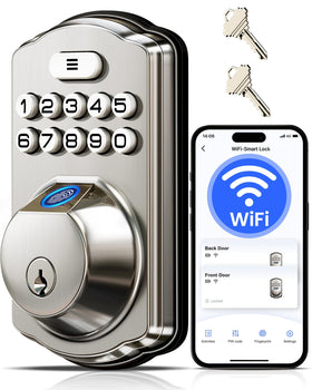 Veise VE012W front view in satin nickel for secure entry