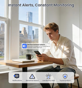 Veise VE012W real-time alerts and access logs help monitor entries.