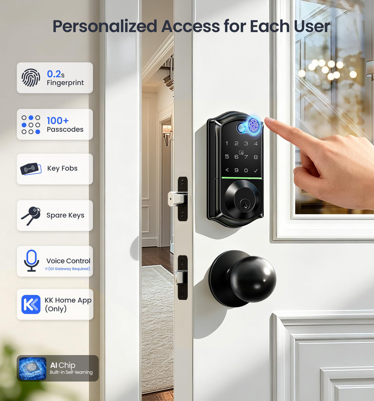 Veise VE017 eight unlock methods including fingerprint and codes