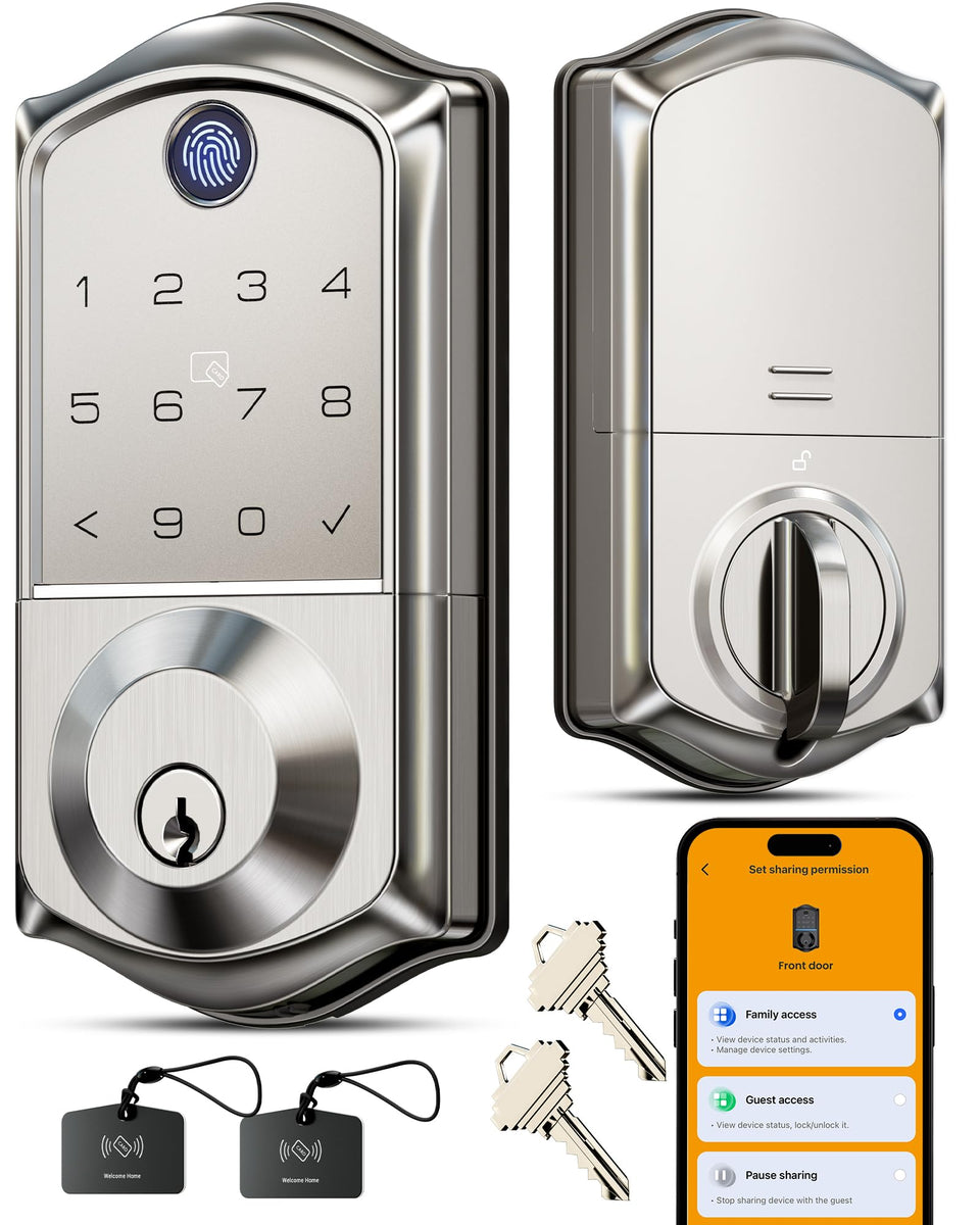 Veise VE017 fingerprint lock on front door offers quick access and robust security.