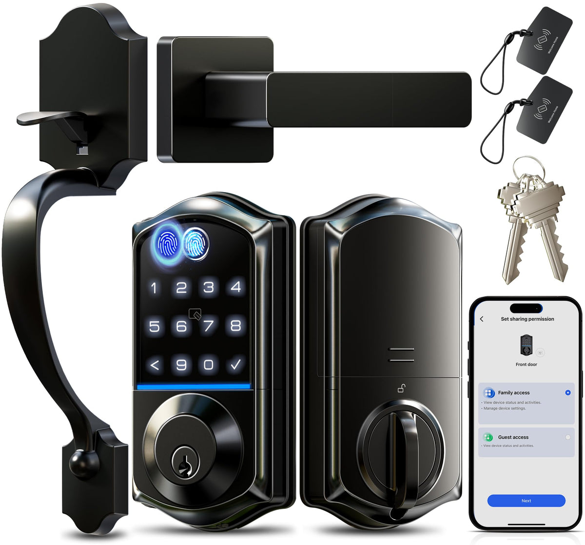 Veise VE017-H fingerprint lock front view showing biometric entry