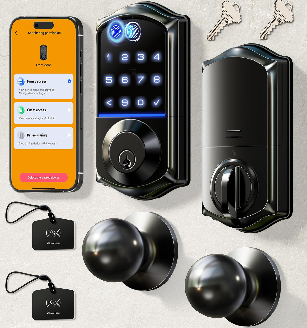 Veise VE017-K fingerprint lock for front door, ideal for quick setup.