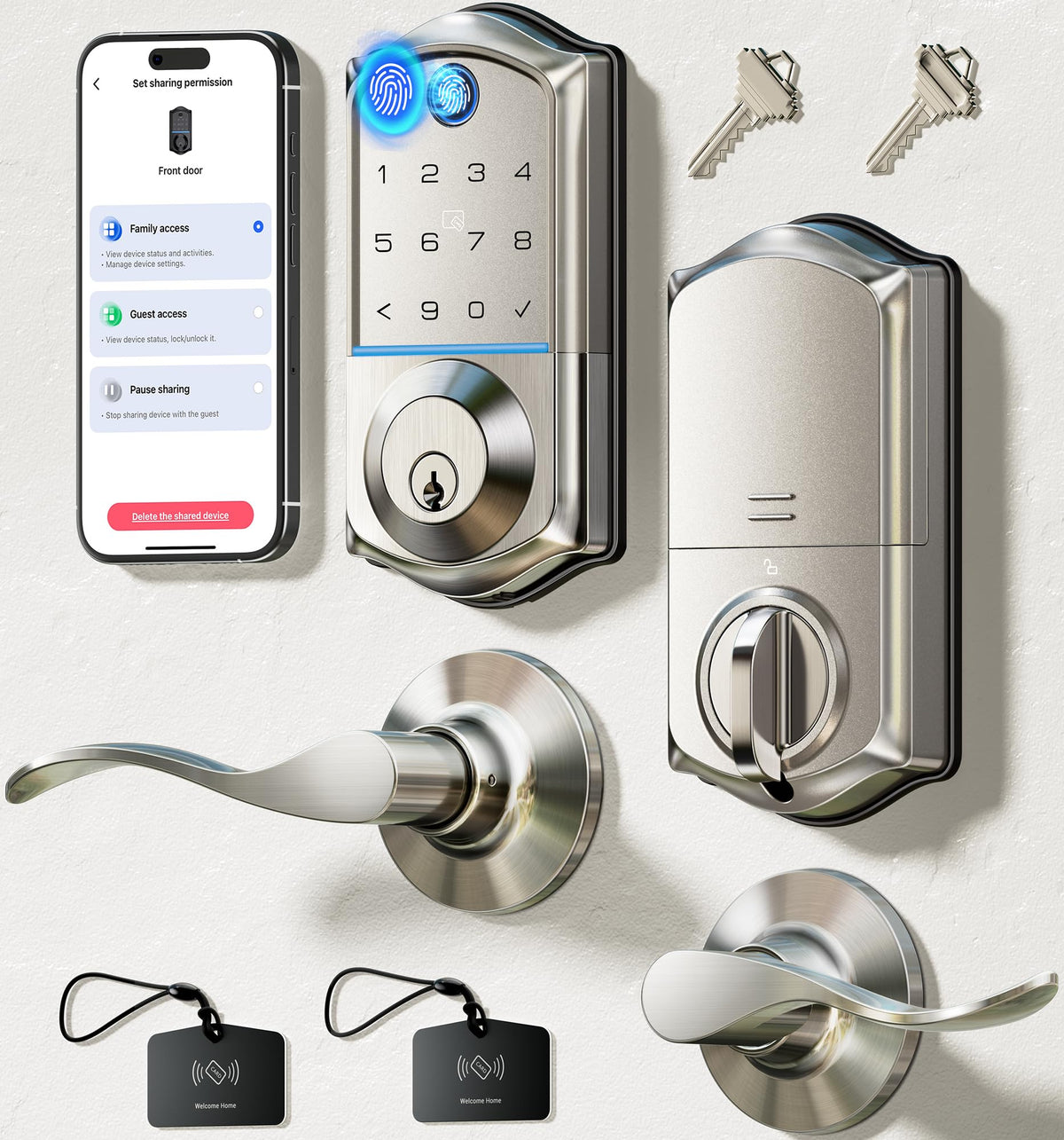 Veise VE017-L fingerprint lock front view for secure front-door entry