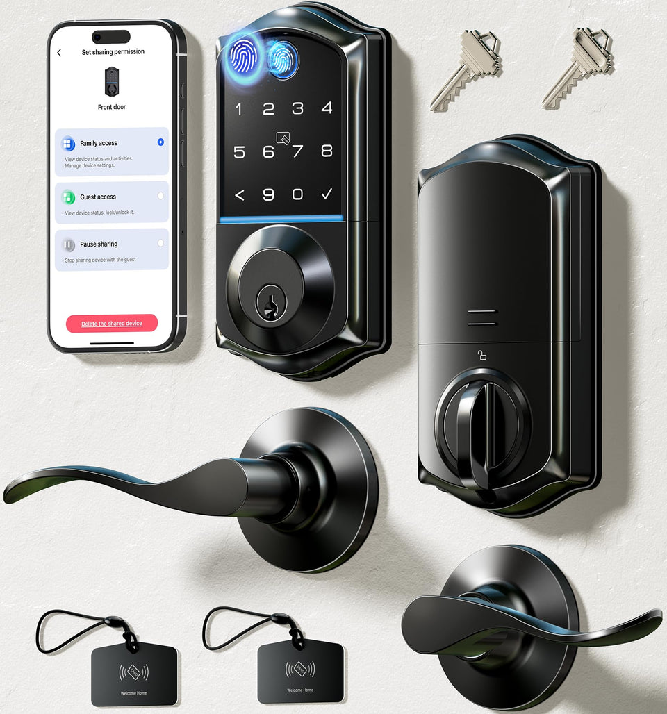 Veise VE017-L fingerprint lock on front door shows fast access and secure entry