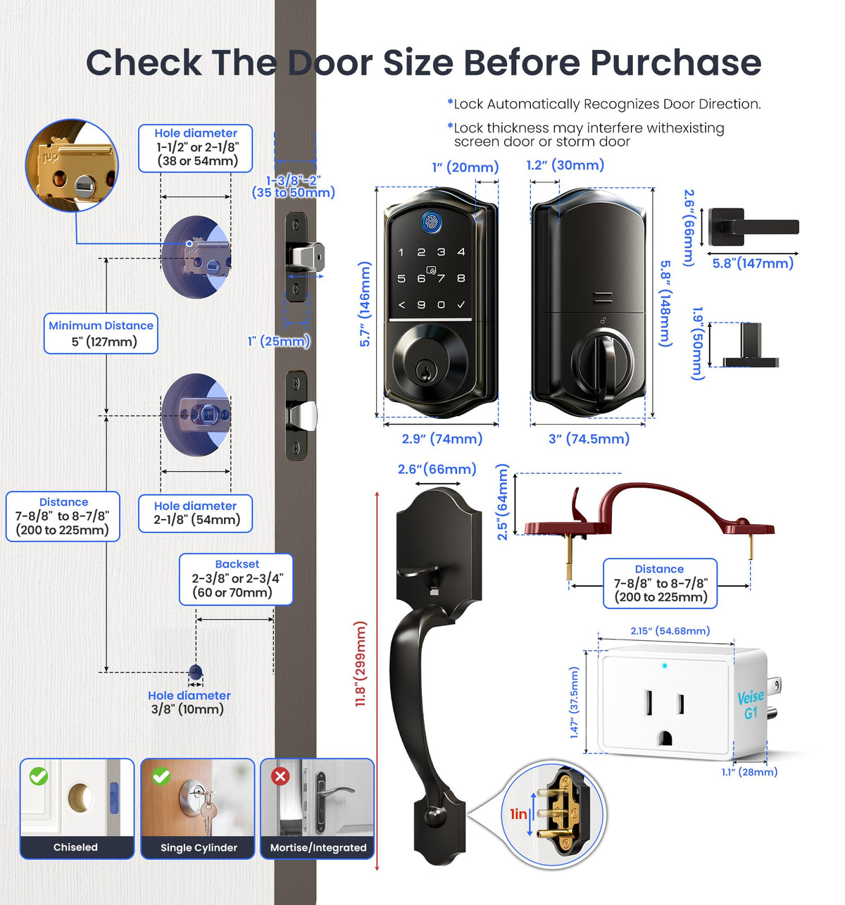 Veise VE017G-H emergency power port keeps you unlocked during battery issues.