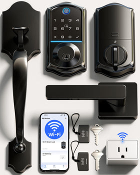 Veise VE017G-H front door lock in matte black for secure entry.