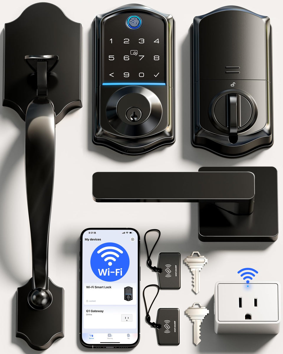 Veise VE017G-H front door lock in matte black for secure entry.