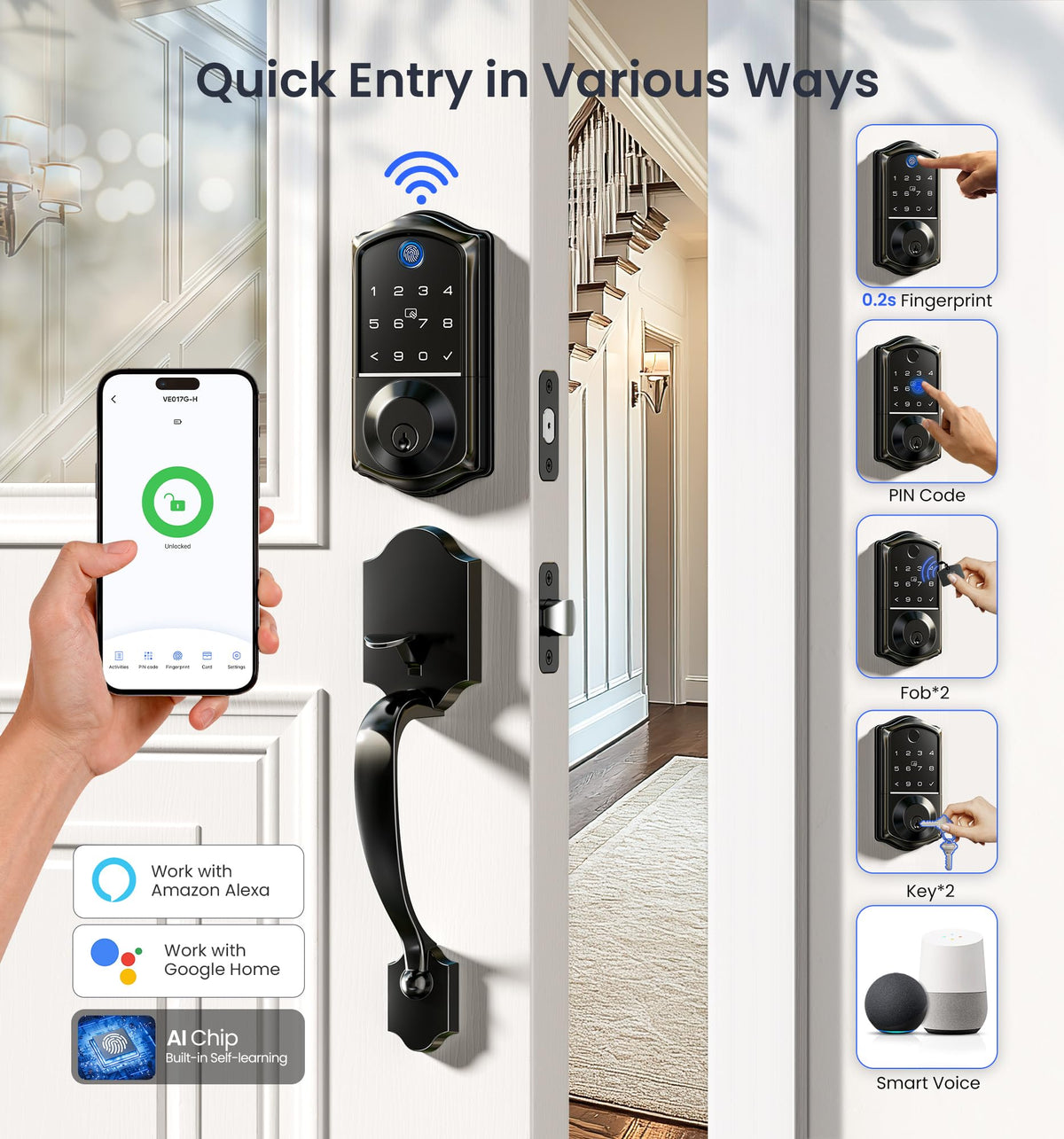 Veise VE017G-H handle and keypad assembly for easy access.