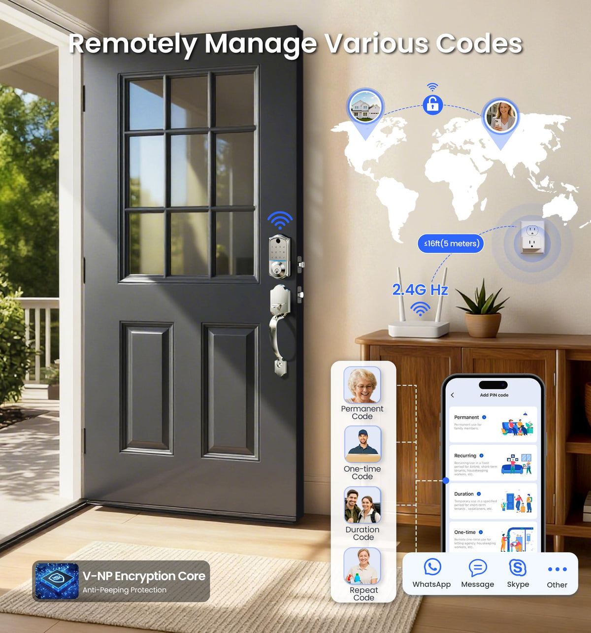 Veise VE017G-H auto-lock timer adapts to routines