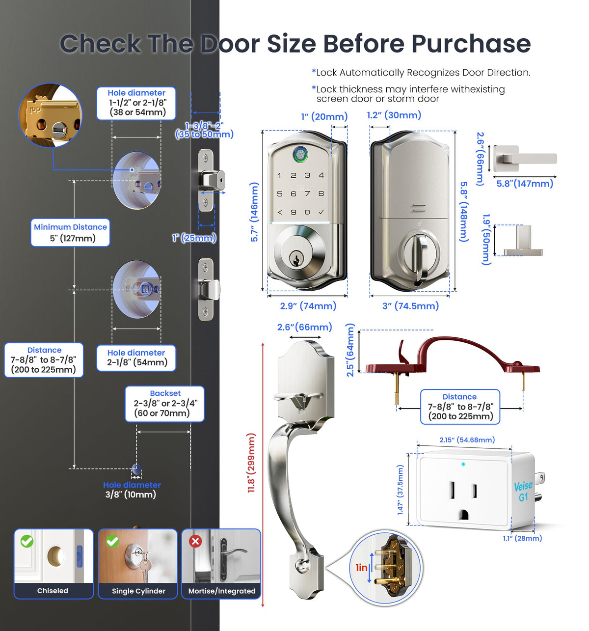 Veise VE017G-H quick installation on most US doors