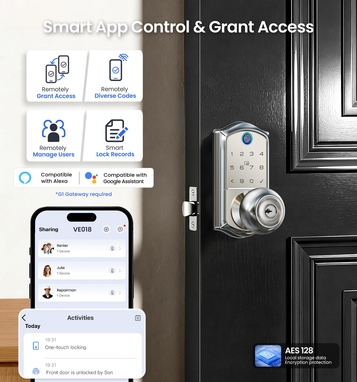 VE018 app control interface showing remote status