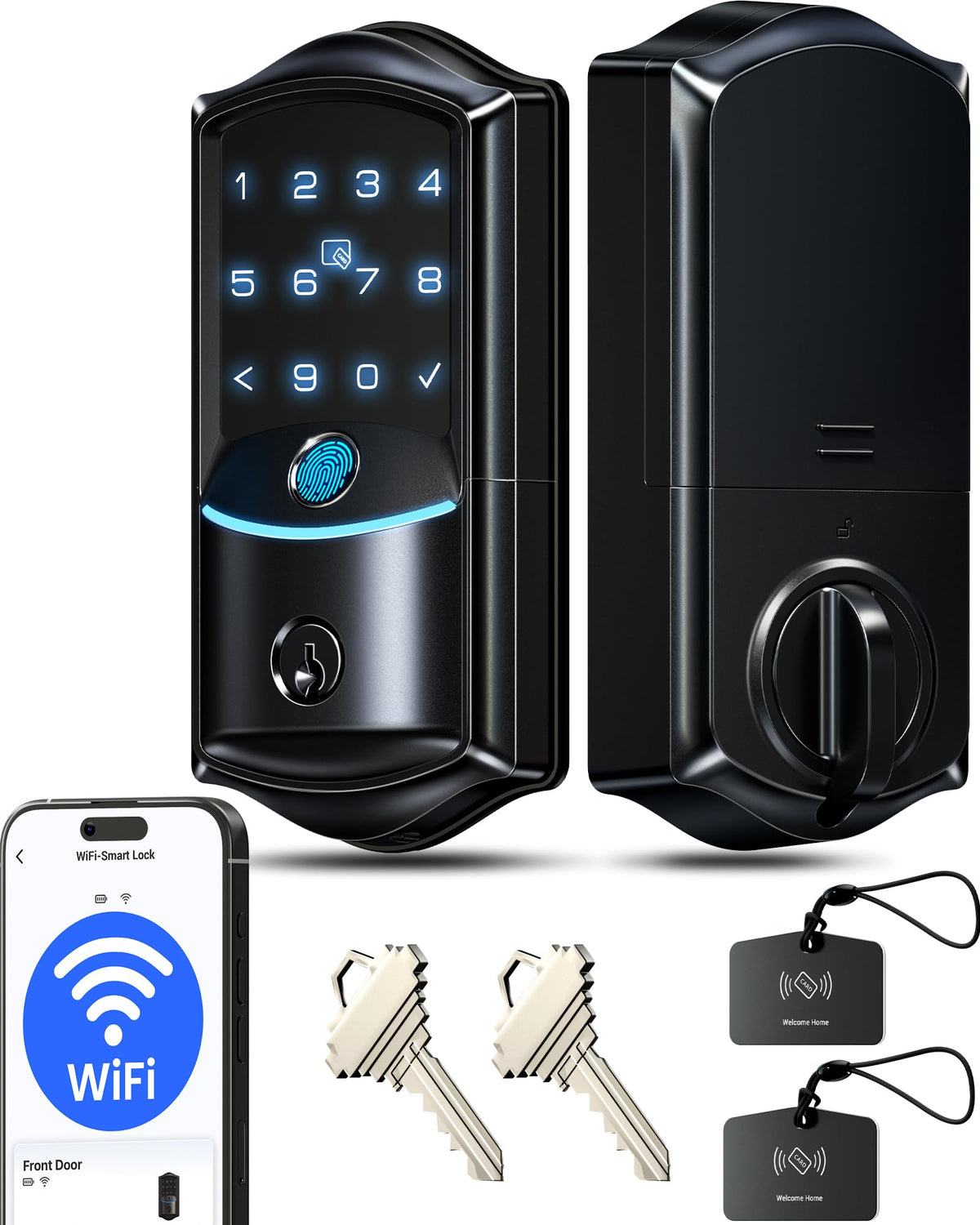 Veise VE027 built-in Wi-Fi lock front view showing hub-free connectivity