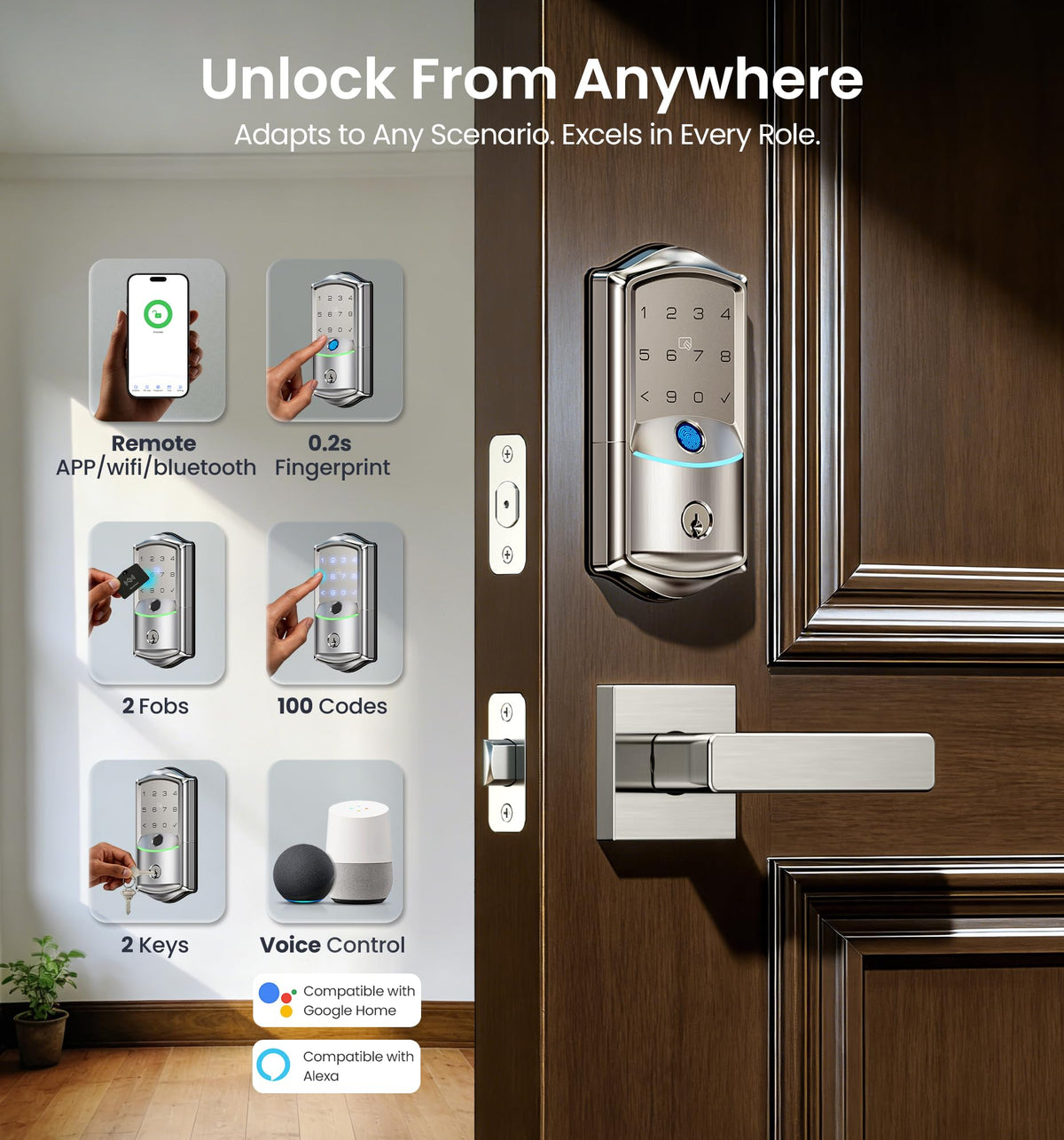 Veise VE027 fingerprint scanner in action for fast unlock.