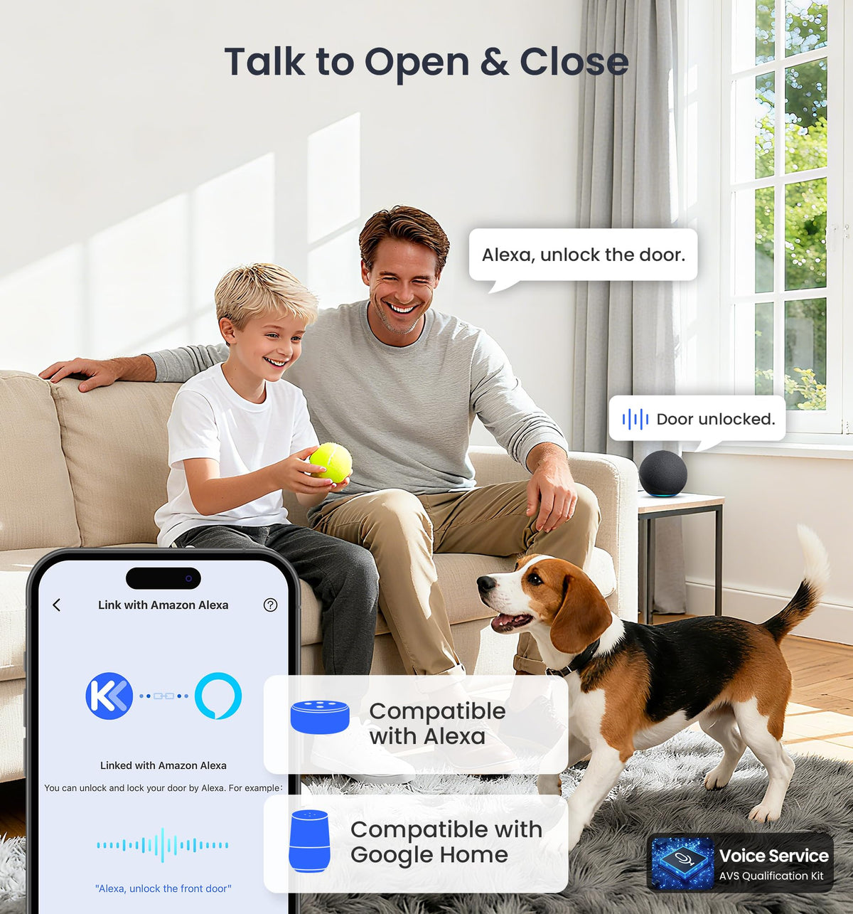 Veise VE027-K voice control with Alexa and Google Assistant for hands-free use